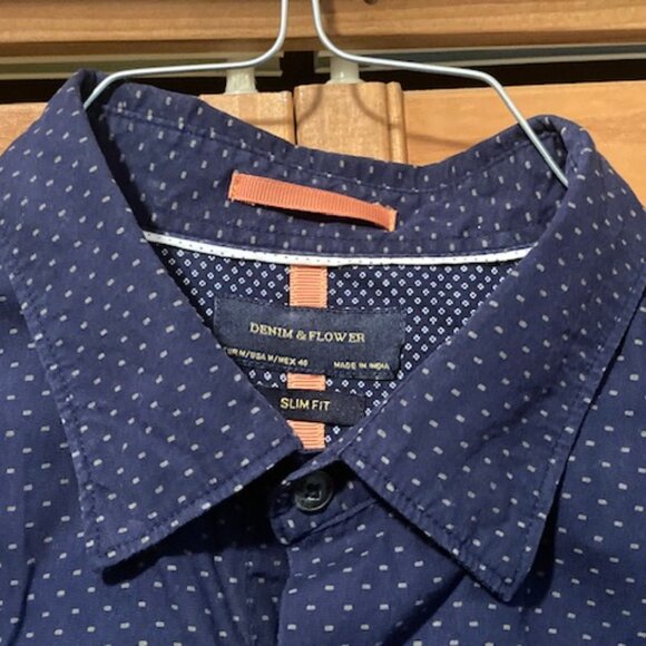 Men's Denim & Flower Long Sleeve Button Up Shirt Med Pre-Owned - Picture 3 of 7